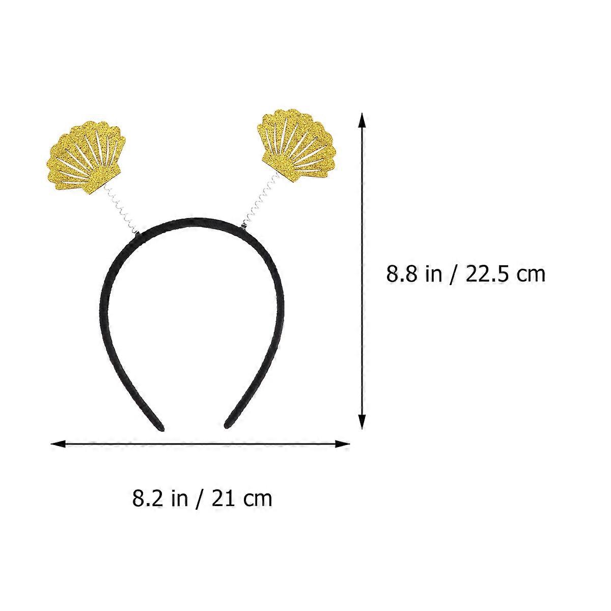 Shell Hair Bands Glitter Hair Hoops for Decoration 3Pcs Golden