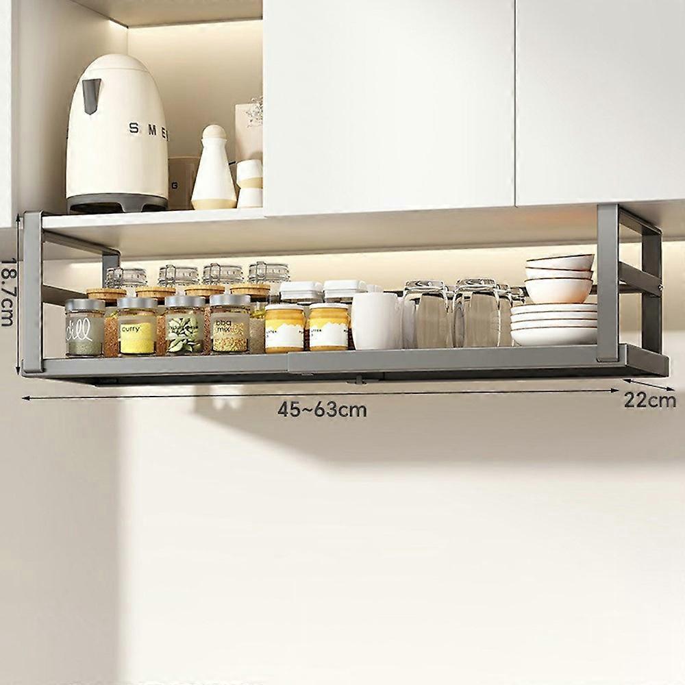 Adjustable Under Cabinet Organizer Rack 45-63cm Extendable Kitchen Storage Shelf Multi-Function Holder
