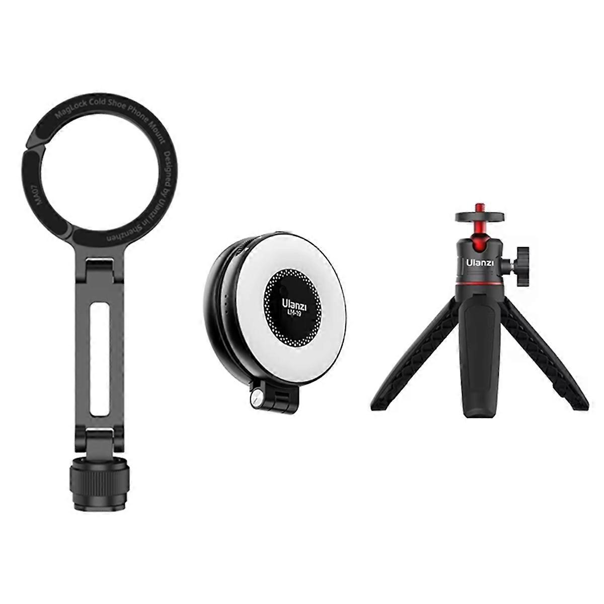 MA07 Magnetic Phone Mount +MT08 Tripod+LM19 Fill Light Double-Side Magnetic Phone Mount Camera Tripod for 16 15