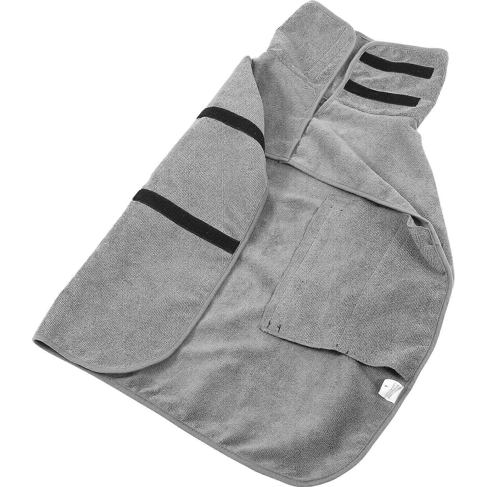 Dog Bathrobe Pet Robe for Drying Comfortable Polyester Grey Material
