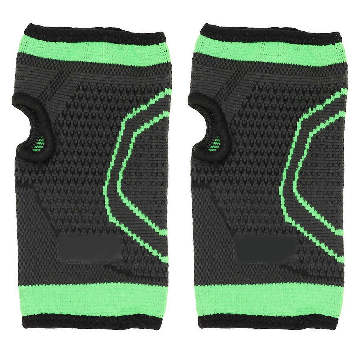 Athlete-Focused Compression Wrist Sleeve For Sports Use With Moisture-Wicking Features In Green Color 2Pcs