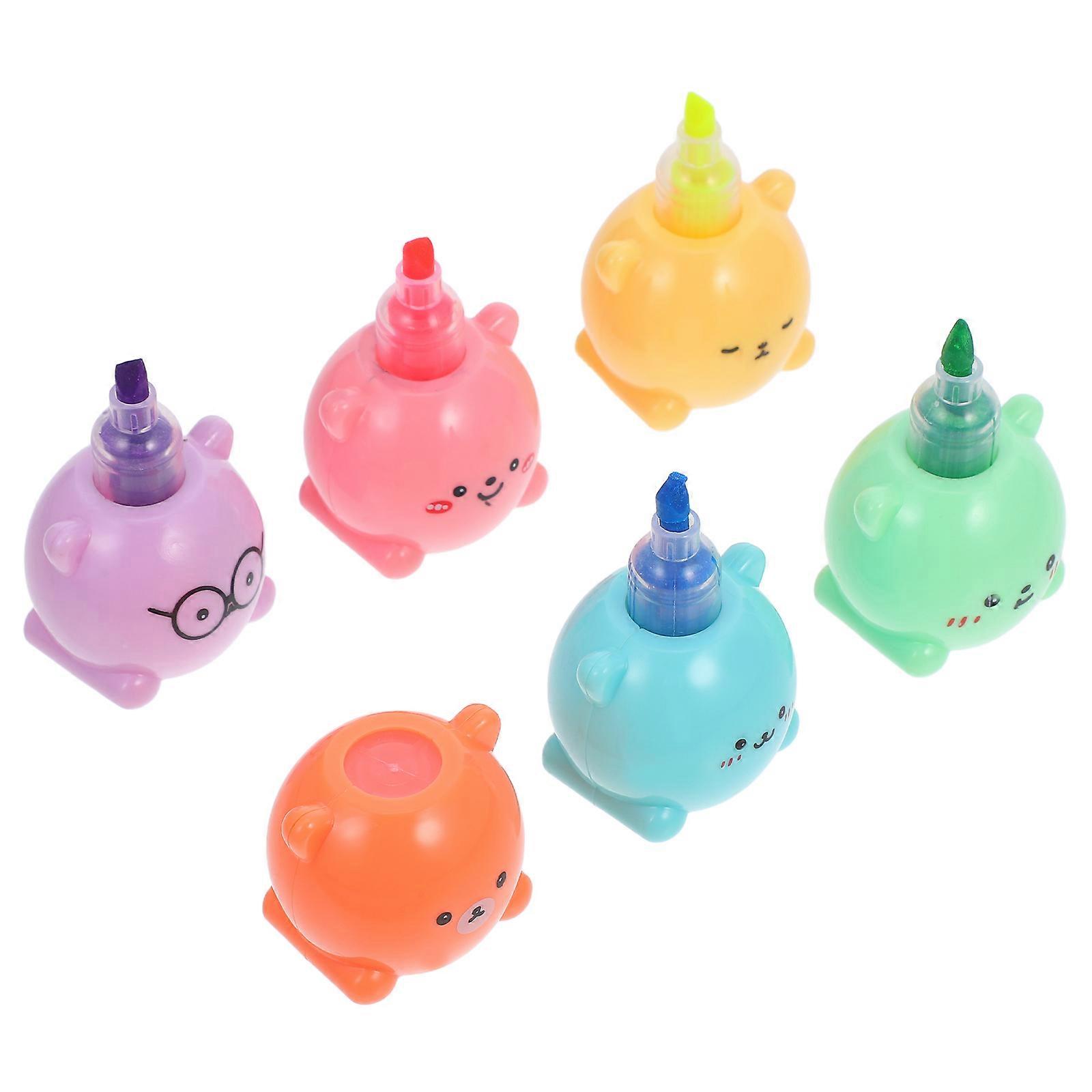 Multi Color Bear Shaped Highlighter Pen for Marking 2Sets Cute Student Markers