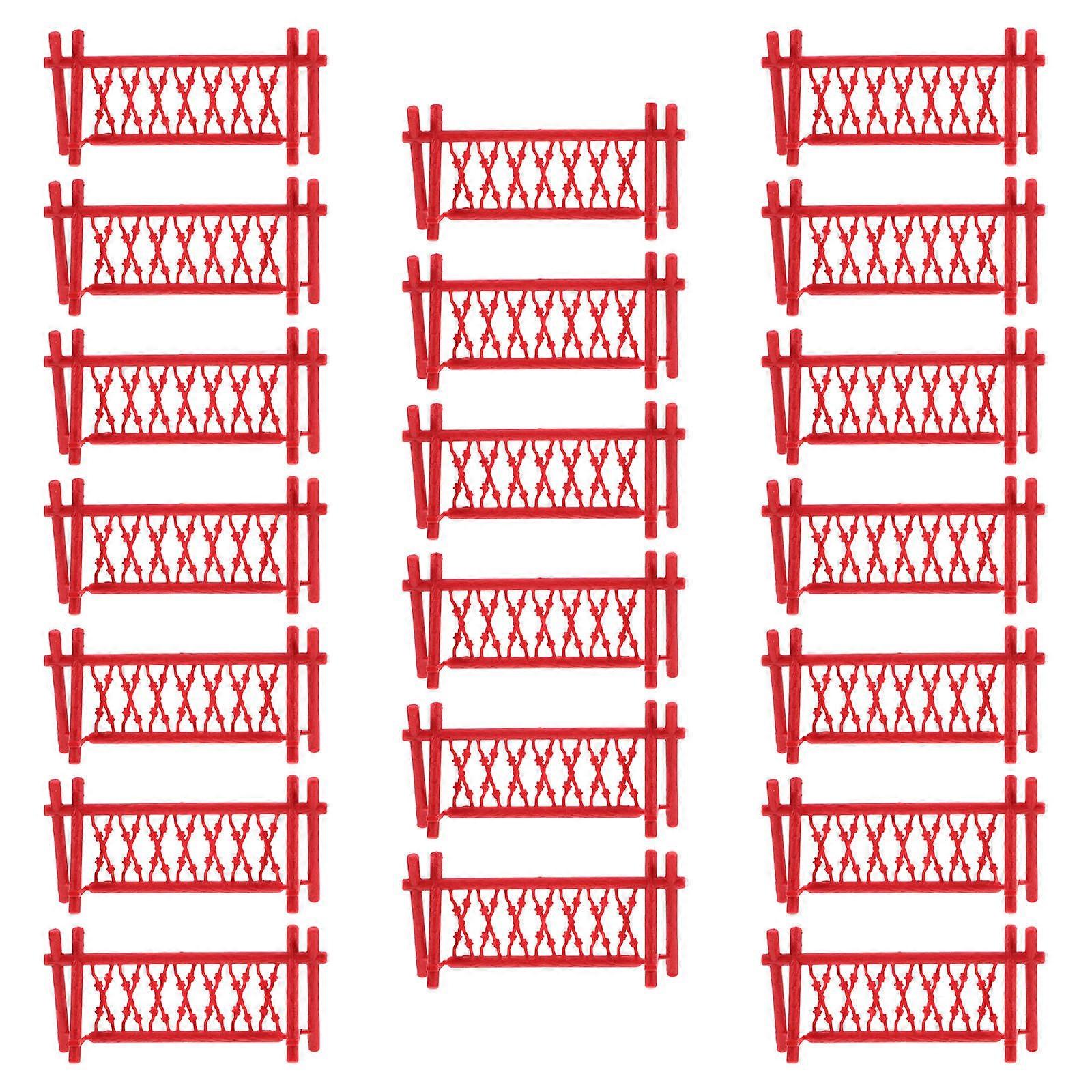 Micro Landscape Fence Made Of Plastic 80Pcs Red For Children And Hobbyists DIY Projects