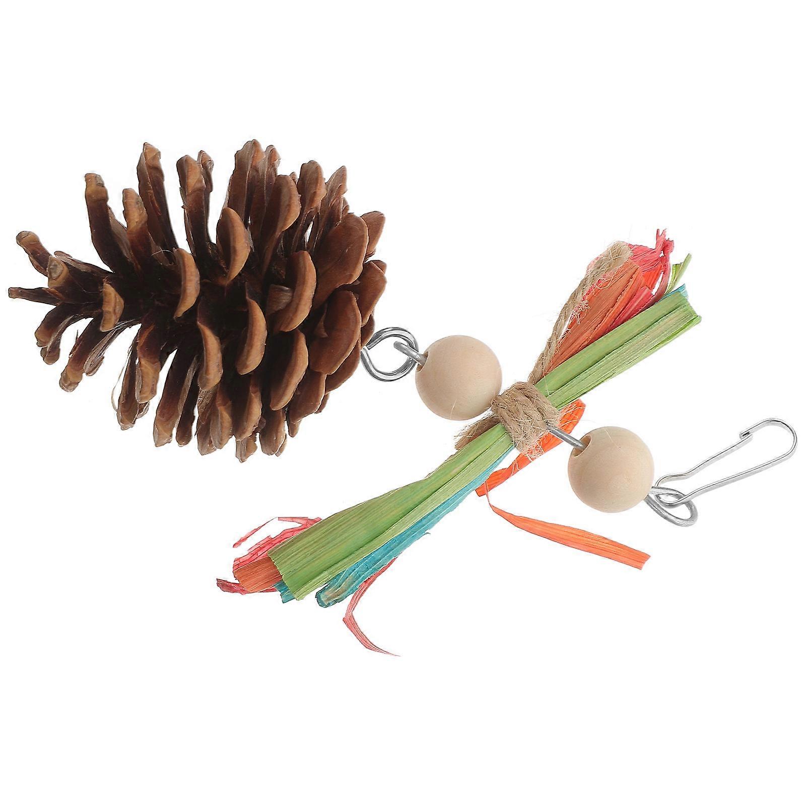 Bird Toy Pine Cone Hanging Parrot Foraging Toy 4Pcs for Cage Fun