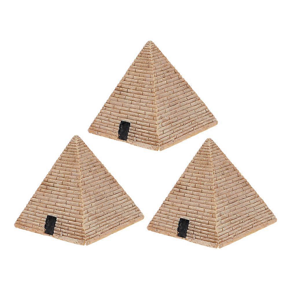 Egyptian Pyramid Figurines Sand Table Layout DIY Projects 6 Pcs Eye-catching Light Yellow Resin Pyramid Ancient Egyptian Style