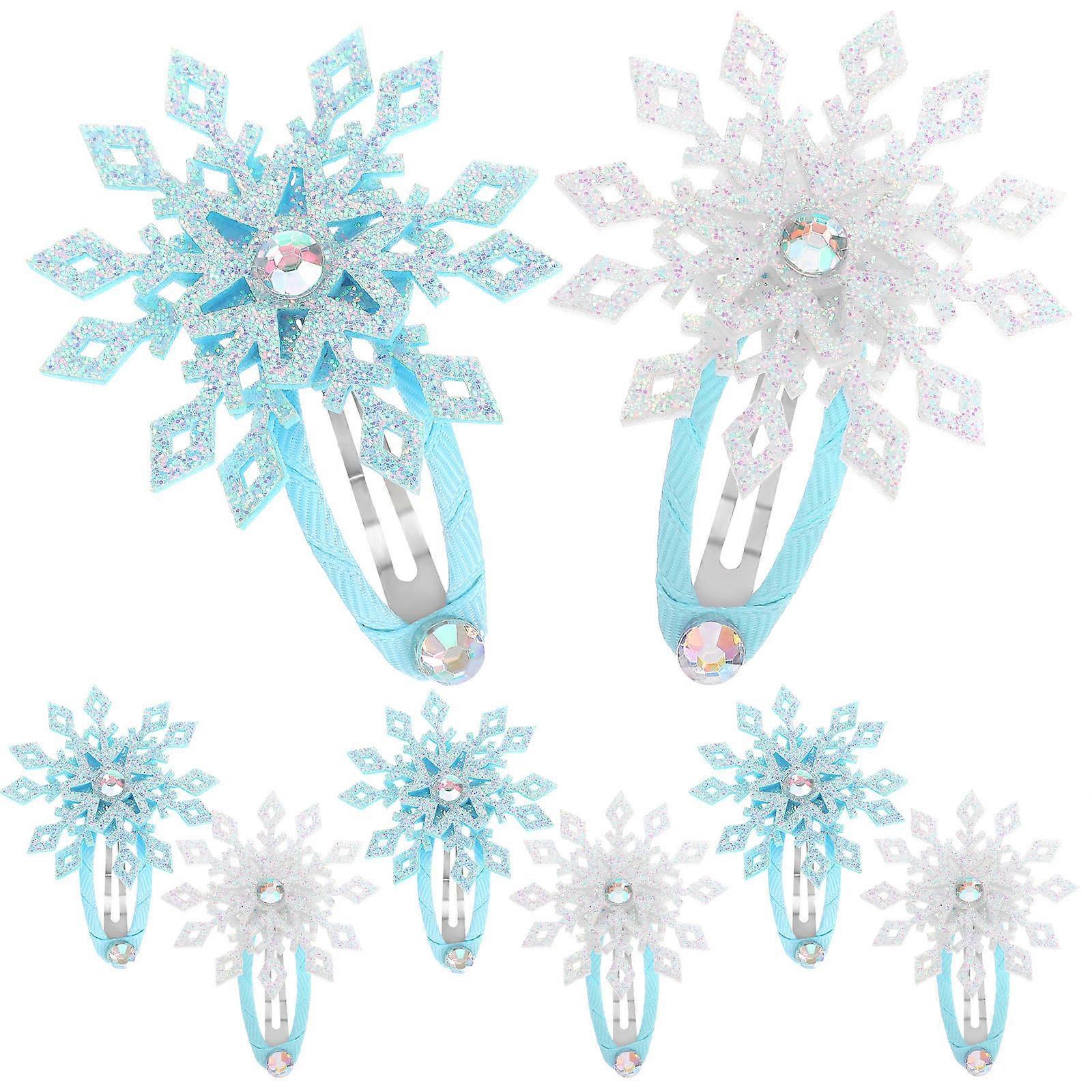 Snowflake Hair Snap Clips 16 Pairs For Winter Gatherings Hair Accessories Suitable For All Ages In Multi Color