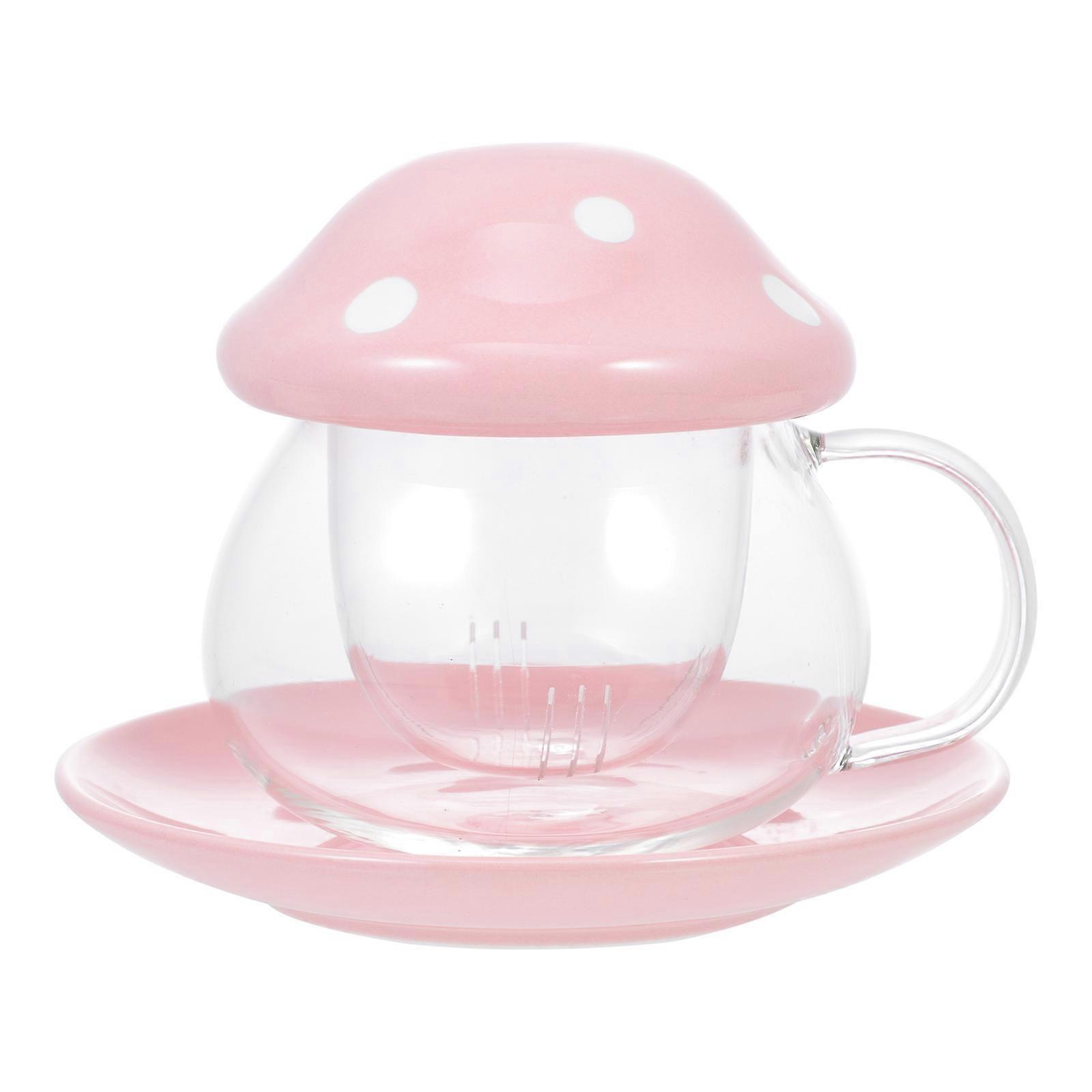 Ceramic Tea Cup Mushroom Shape Beverage Container For Afternoon Tea 1 Set