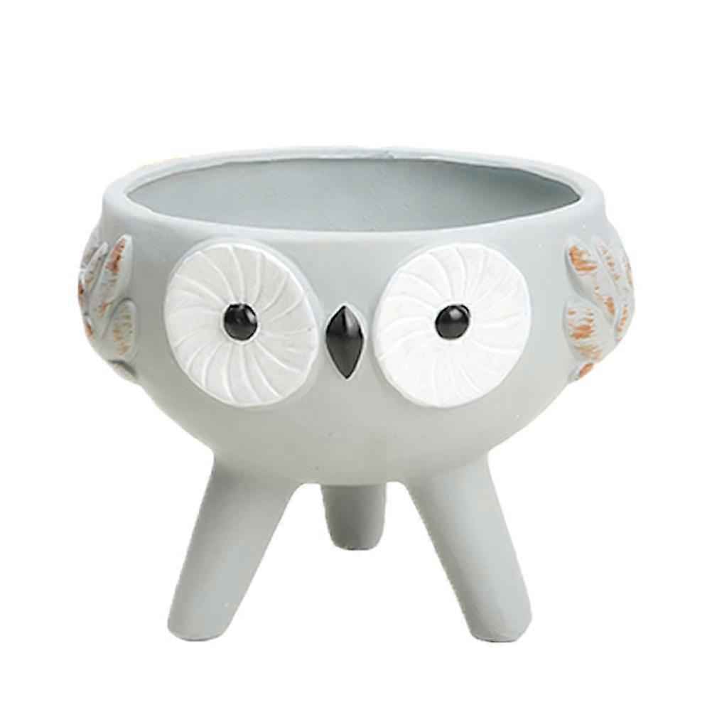 Flower Container Owl Style Home 2Pcs Grey Succulent Planter