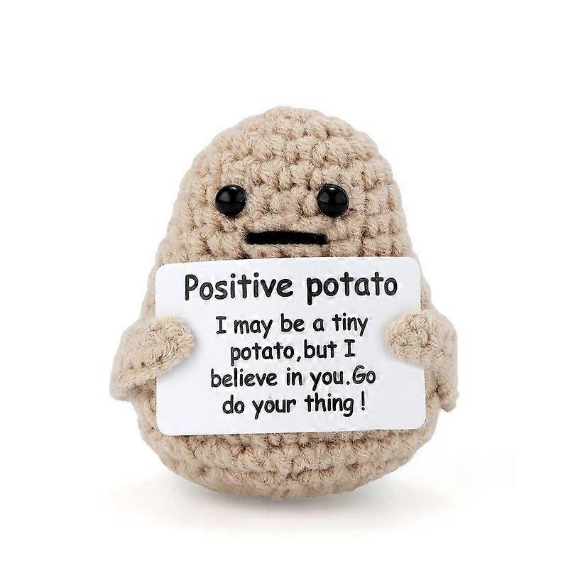 Mini Funny Knitted Wool Potato Toy with Positive Card - Creative Cute