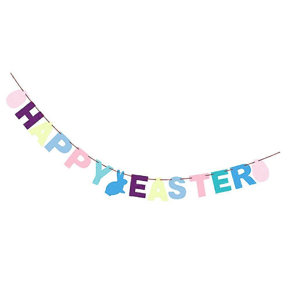 Easter Hanging Banner Felt Banner for Decor 2Pcs Party Rabbit Flag