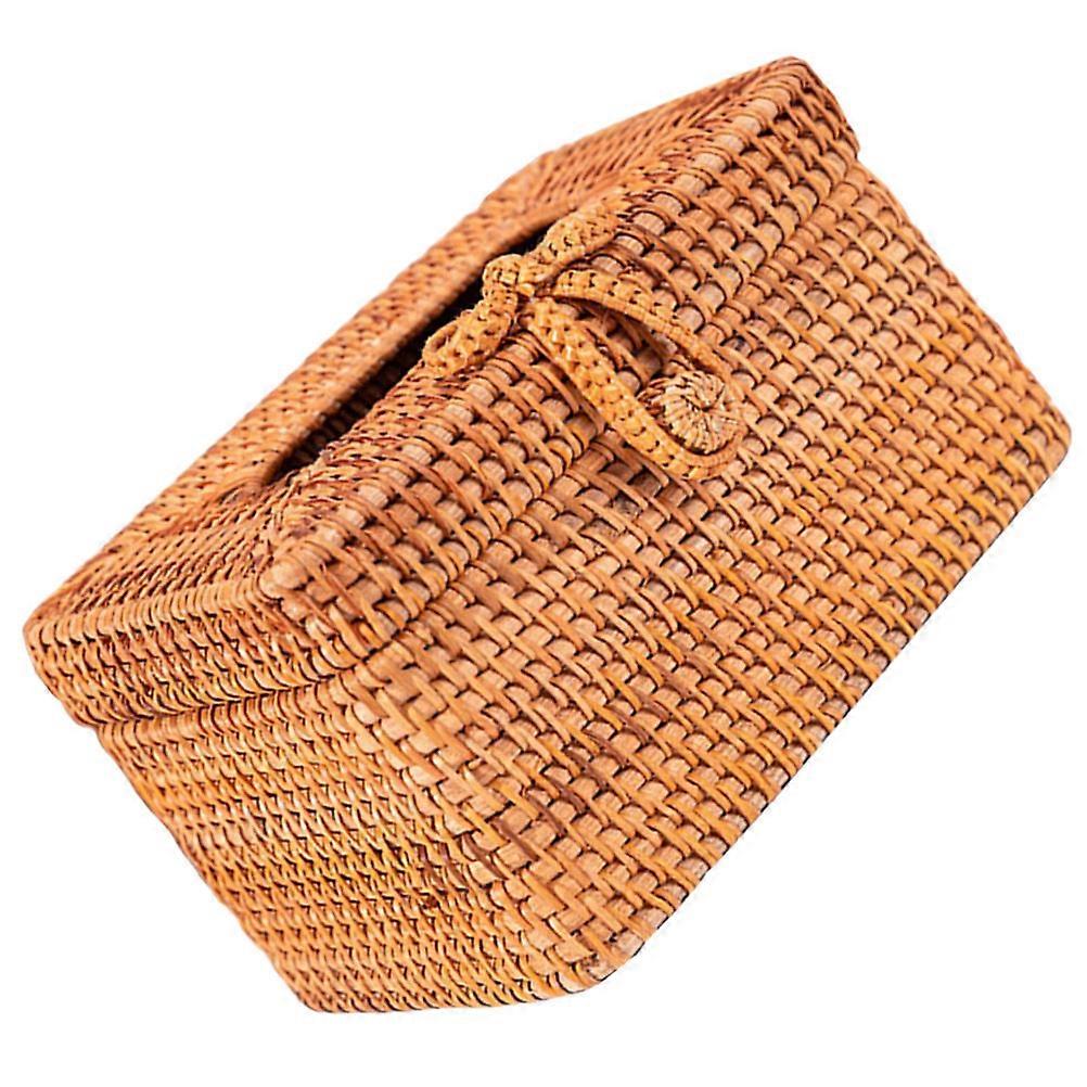 Rustic Tissue Box Cover Natural Hand Woven Tissue Box Christmas Square Shape Rattan Material 1Pack