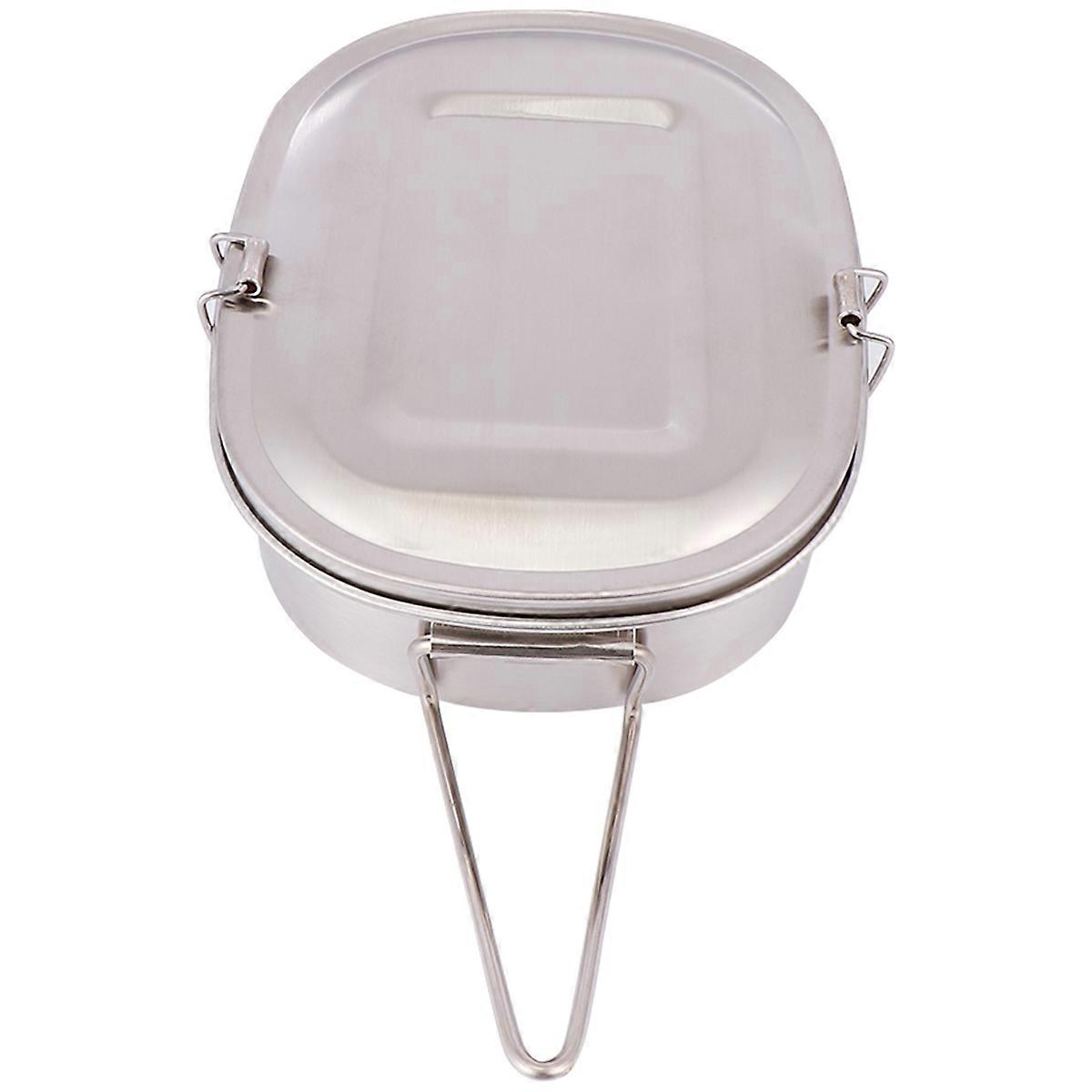 Bento Lunch Box Stainless Steel Compact Size Foldable Handle Use Students Workers 1Pack