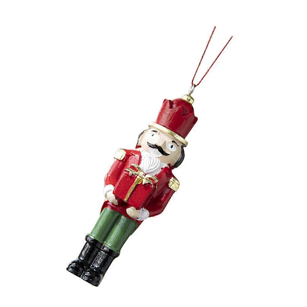 Xmas Resin Nutcracker Hanging Decoration Ornament in Red