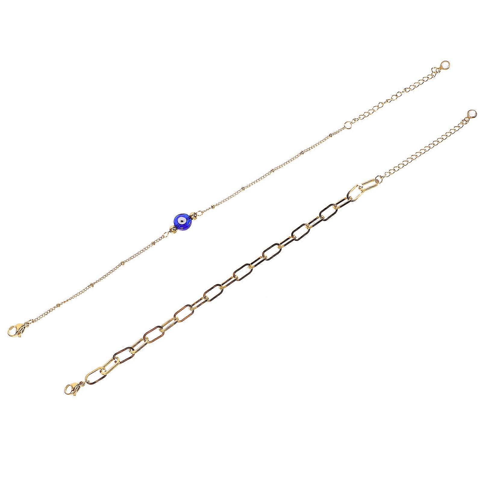 Adjustable Evil Eye Bracelet Stainless Steel Bracelet for Decoration 3Sets