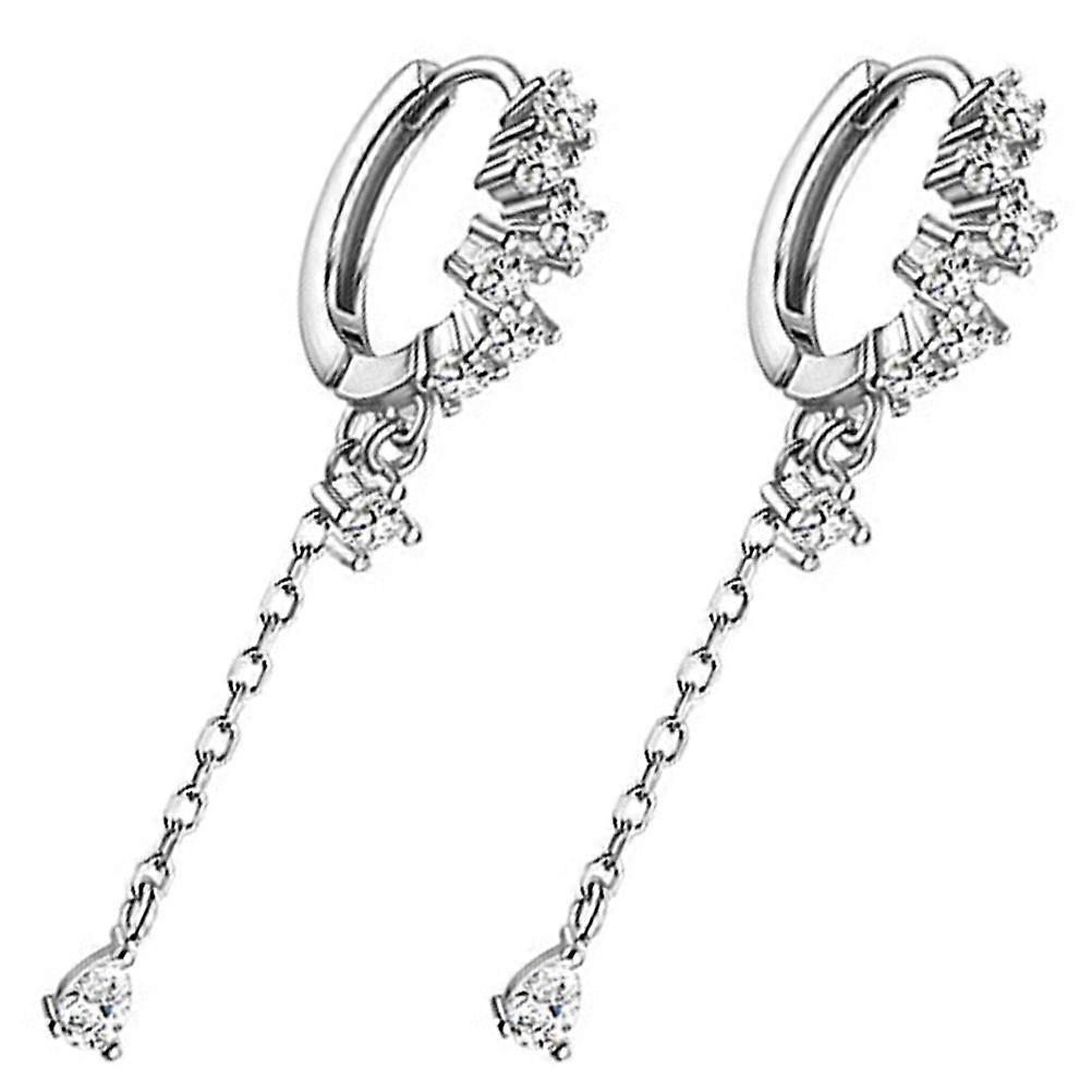 Zircon Earrings Dangle Earrings for Decoration Use 3Pairs Silver Drop Style