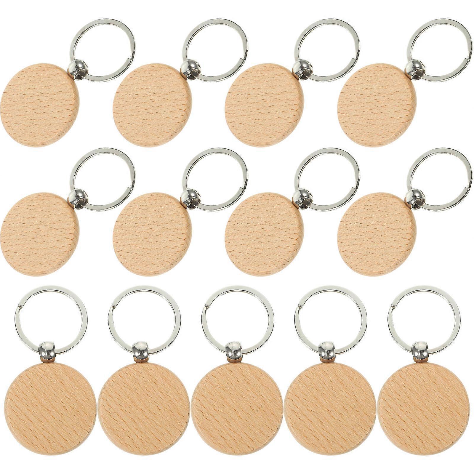 Engravable Wooden Keychains 80 Pcs Rectangular Blank Key Chain Pendants for Birthday Thanksgiving New Year