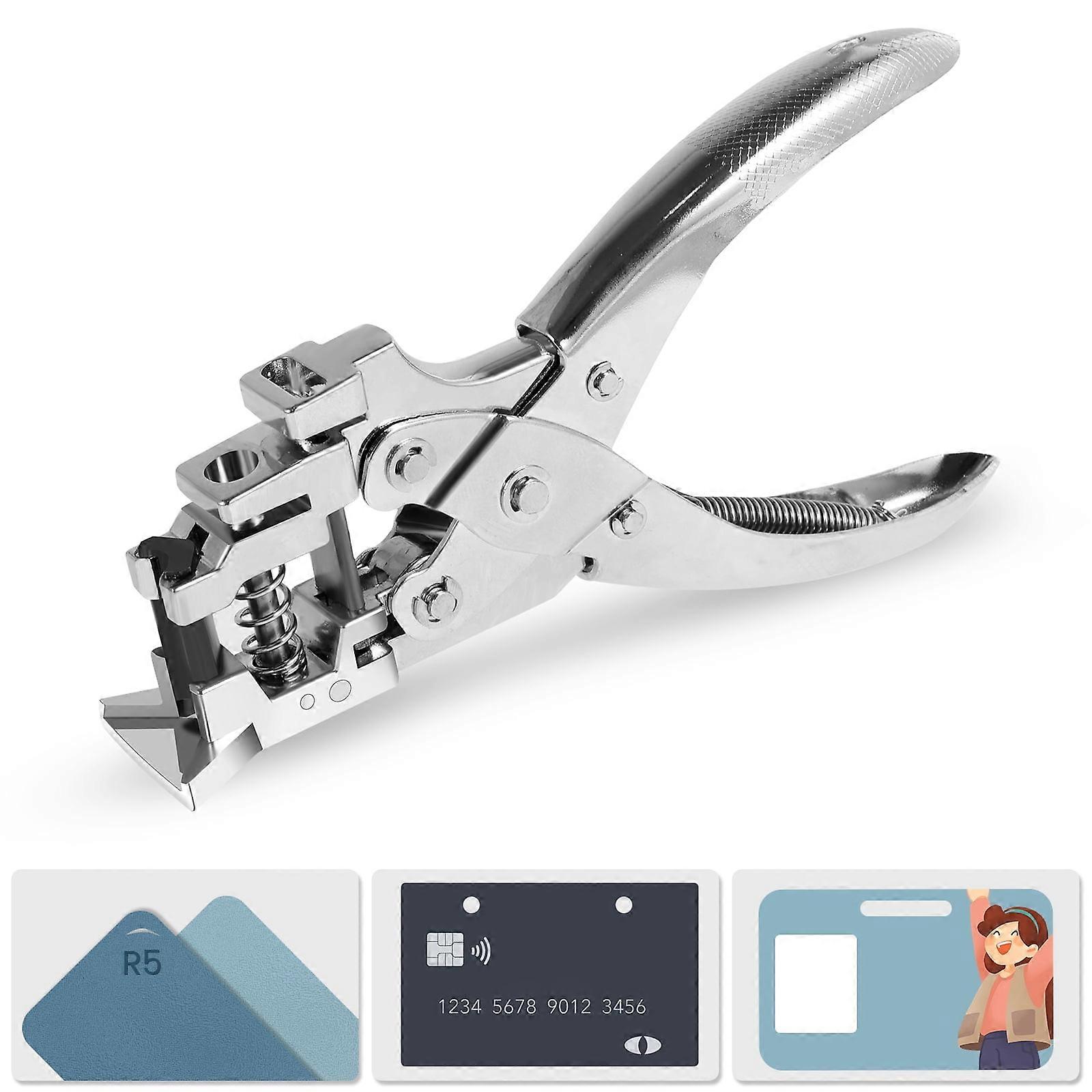 Lzvxtym 3 in 1 Hole Punch Multifunctional Badge Slot Hole Punch Manual Small Single Hole Punch Handheld Card Puncher Precise