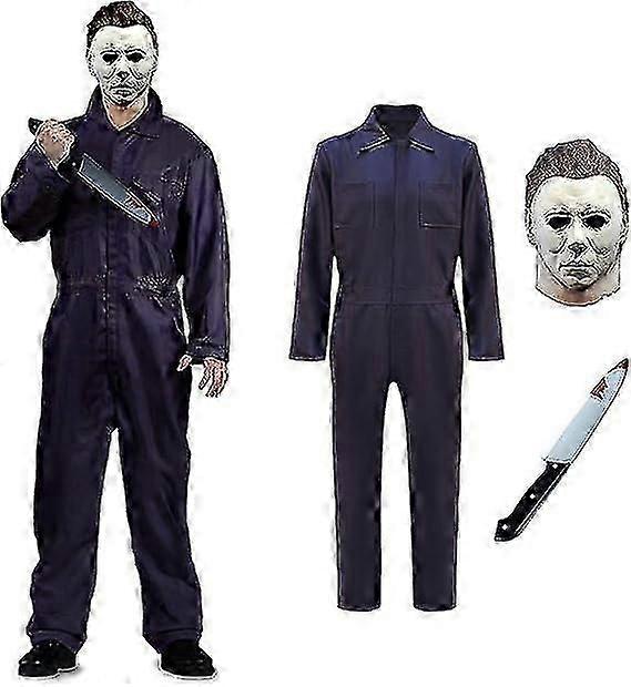 Michael Myers Kostüm mit Blutmesser Halloween Cosplay Maske Michael Myers Jumpsuit für Erwachsene