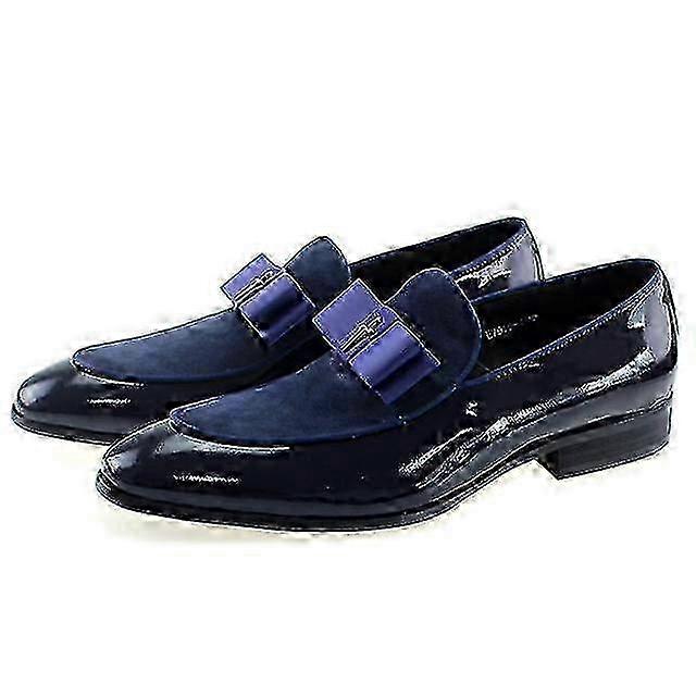 Mocassins faits main pour hommes, en cuir verni véritable, en daim, patchwork avec nœud papillon, chaussures de mariage, chaussures de banquet, tailles 25-26