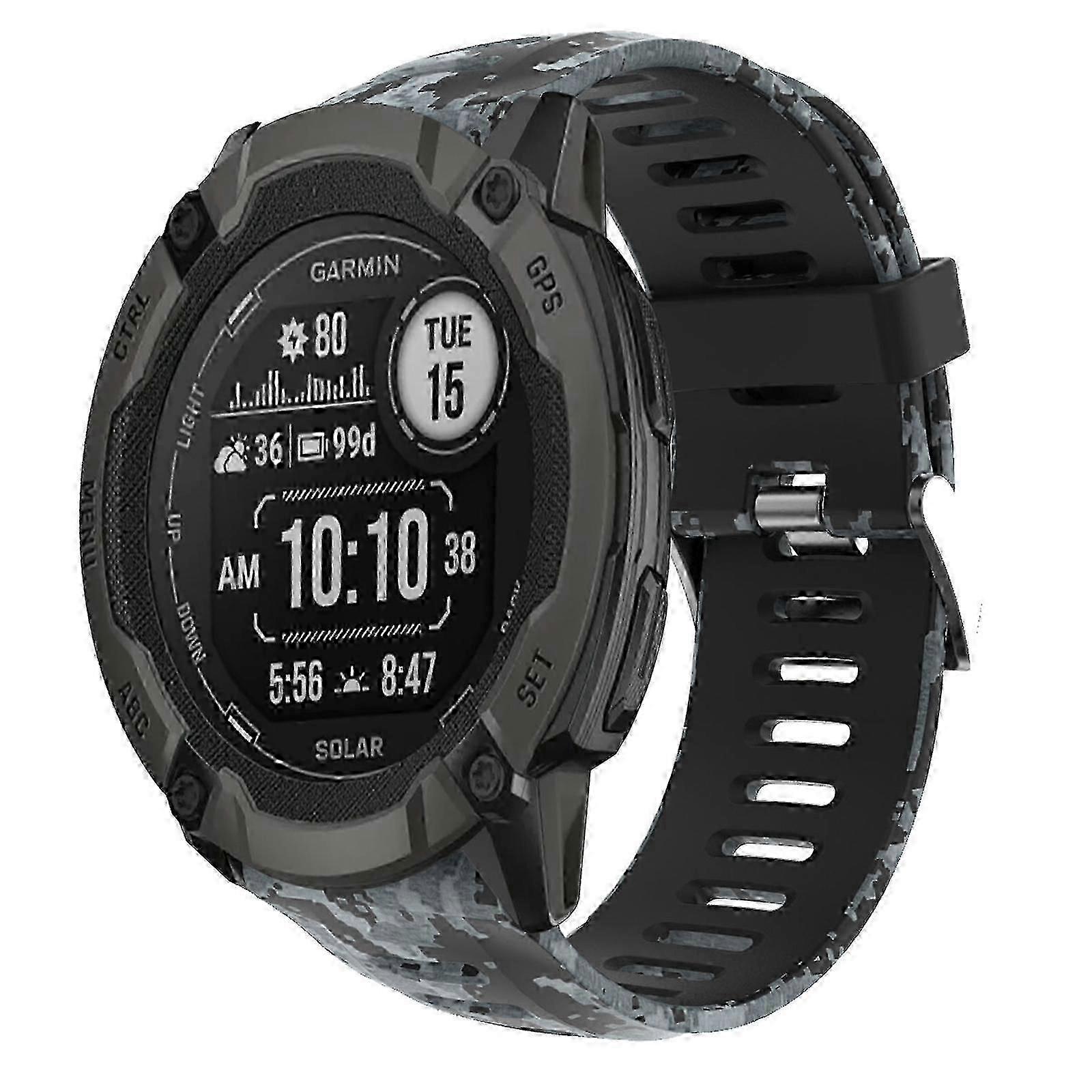 26mm silikonowy pasek do zegarka z nadrukiem kamuflażu do Garmin Instinct 2X Solar