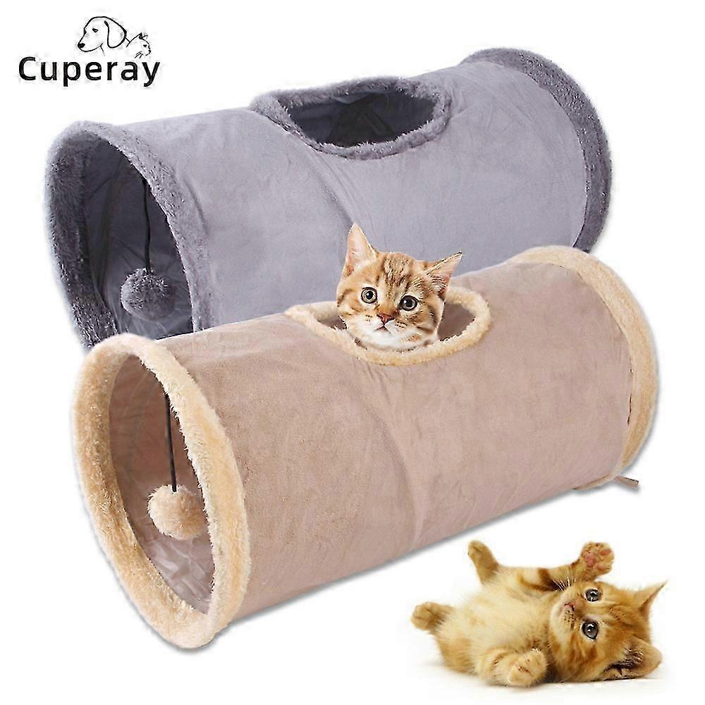 Collapsible Cat Tunnel Suede Fabric Puppy Rabbit Play Chase Hide Tunnel Tube Indoor for Game Exercising Hiding Training Pet Toys 26s