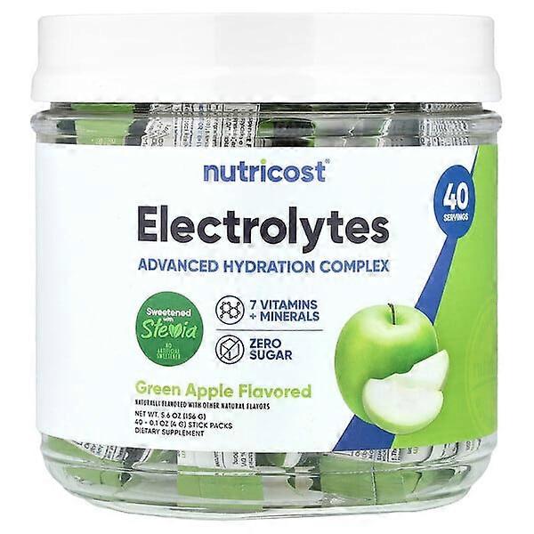 Nutricost, Electrolytes, Advanced Hydration Complex, Green Apple , 40 Stick Packs, 0.1 oz (4 g) Each