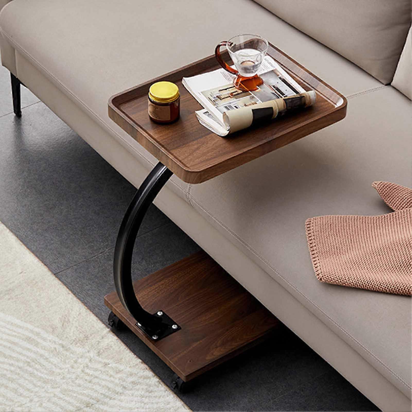 Stylish Dual Layer Metal Sofa Side Table Square for Living Room