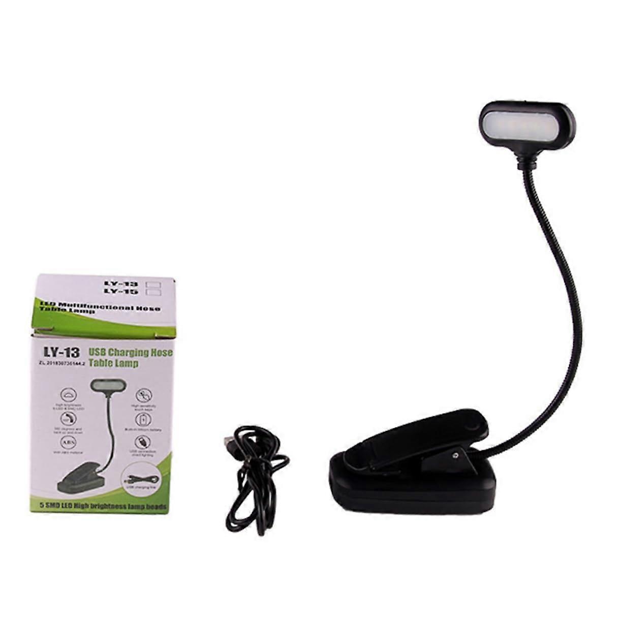 LED Reading Lamp With Clip USB Rechargeable Flexible Gooseneck Desk Lamp For Students Night Reading Portable Book Light