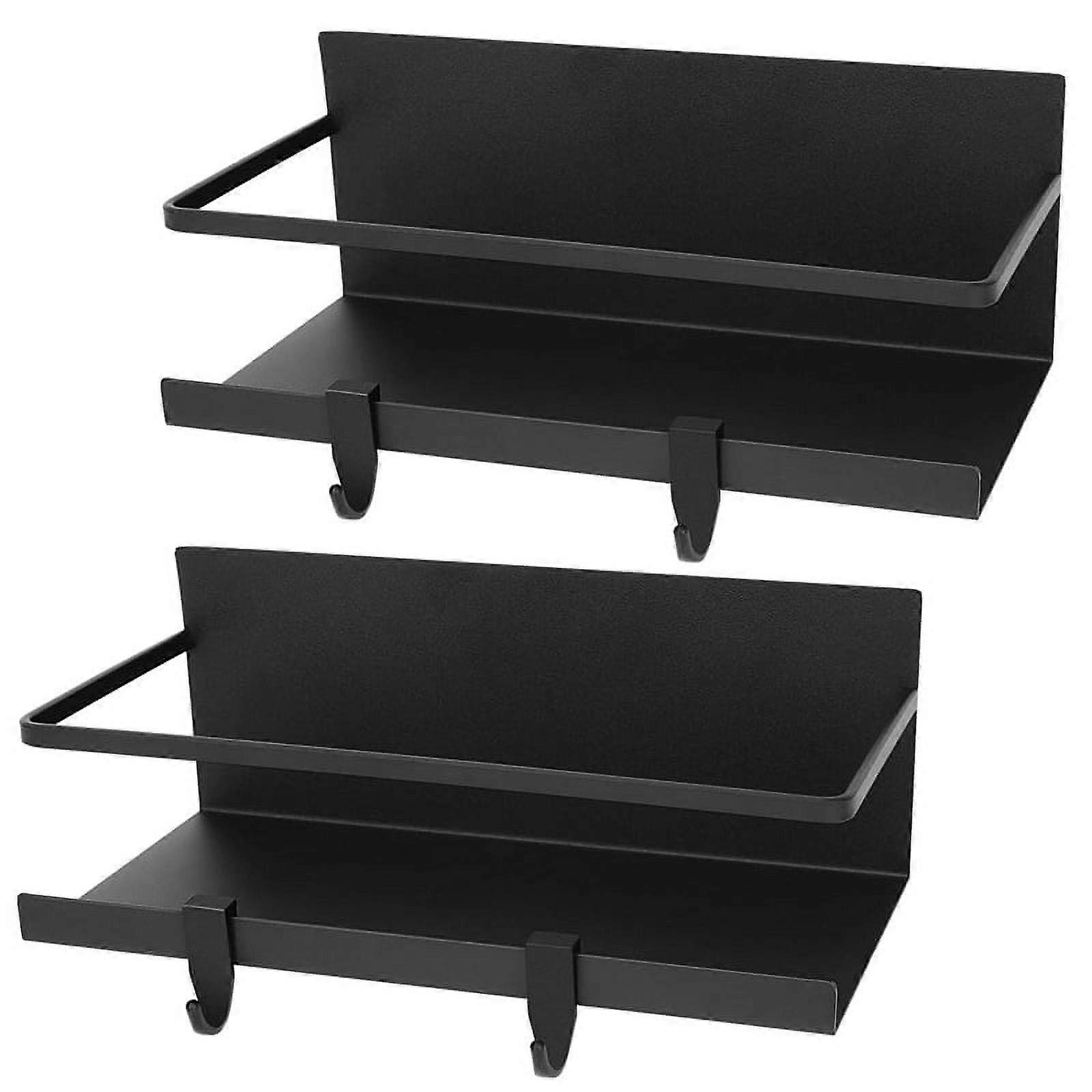 Magnetic Spice Rack, Magnetic Spice Rack for Refrigerator, Shelf with Removable Hooks, Magnetic Fridge Organizer