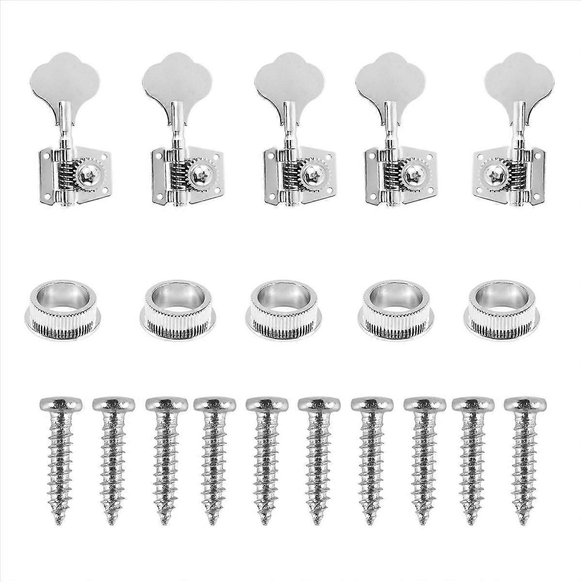 5Pcs Guitar Accessory Tuning Keys Pegs for 5 Strings Bass Silver