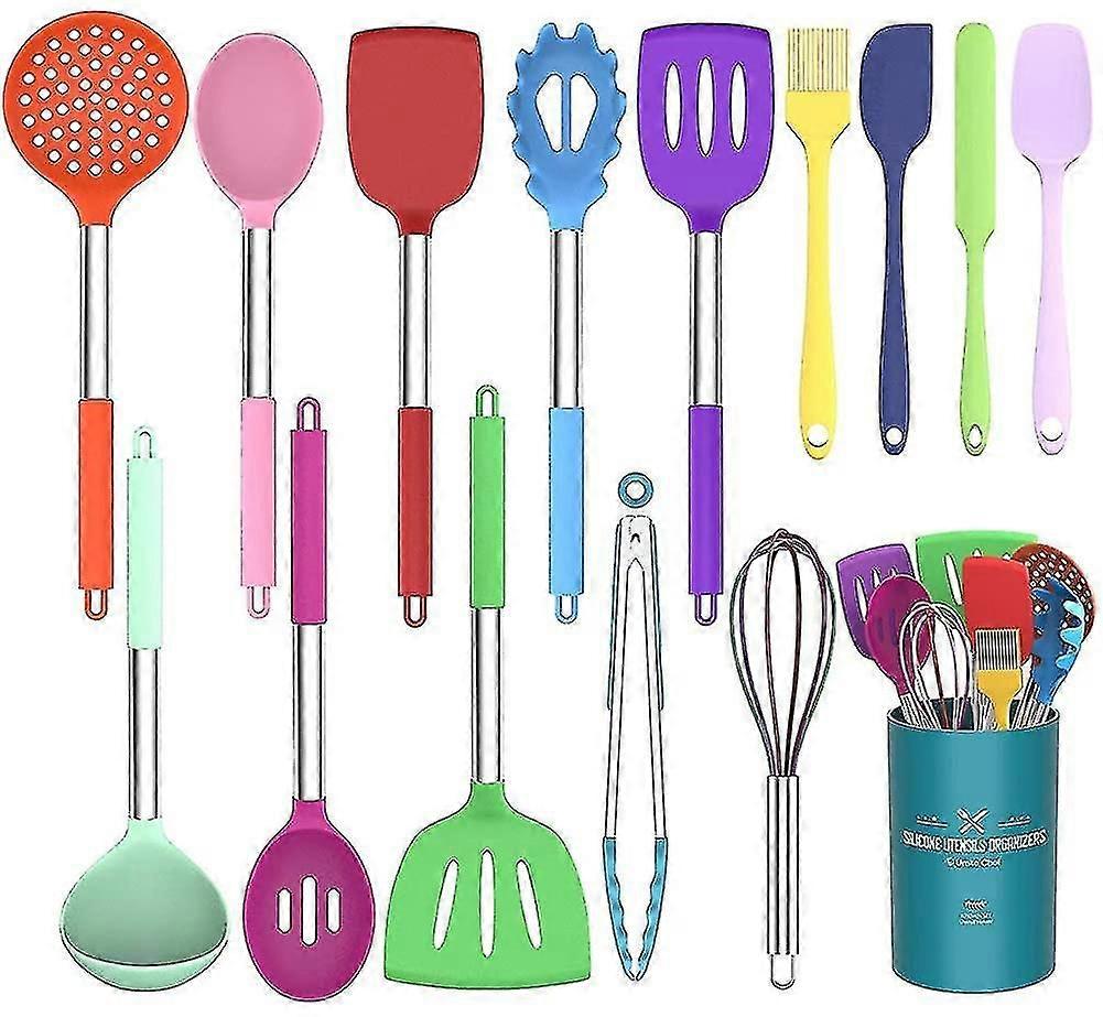 Chef Kitchen Utensil Set, 15pcs Silicone Cooking Kitchen Utensils Set
