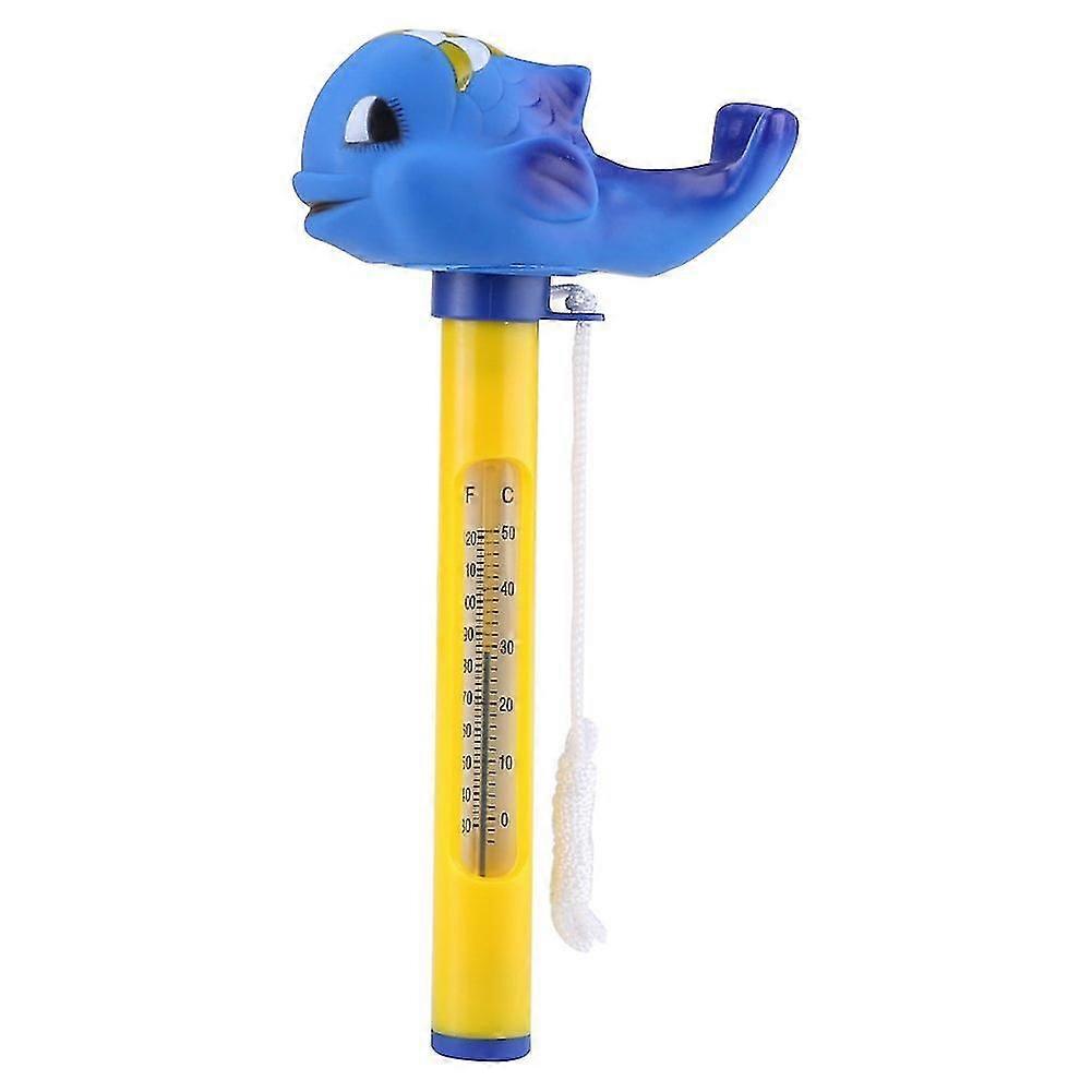 Flydende pooltermometer, indendørs og udendørs pooltermometer med reb (hval)