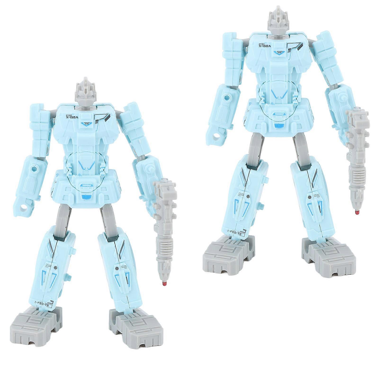 2Pcs Deformation Robot Toy Deformation Robot Pen Disassemble Student Study Stationery Light Blue 