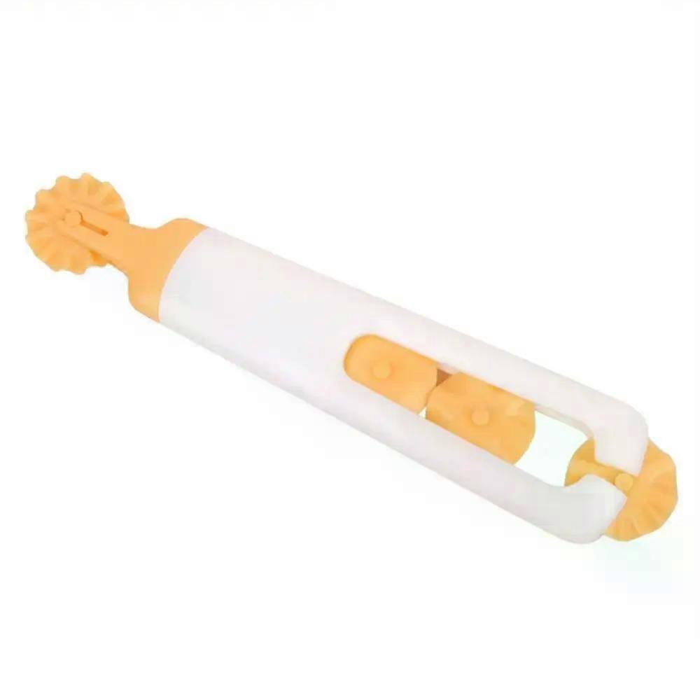 Plastic Pull Net Wheel Dough Circle Cutter Yellow and White Pizza Lattice Roller 4 Rollers Biscuit Rolling Cutting Blade Pizza