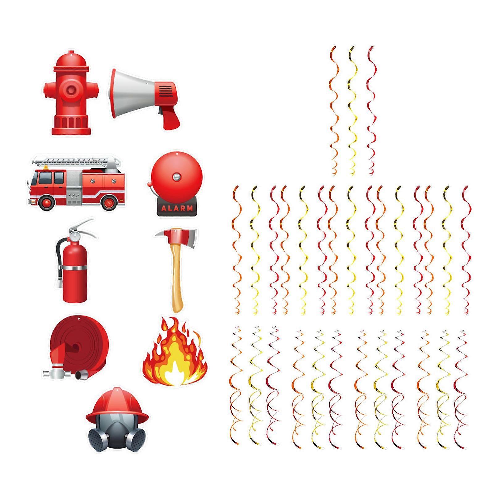 Firefighter Decors Firefighter Hanging Swirls Cuteness Paper and PVC Texture Perfect for School Office Indoor Event Multicolor