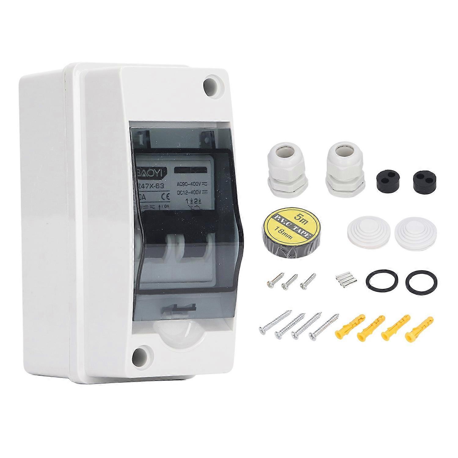 2P DC Mini Circuit Breaker IP65 Waterproof Pa66 Disconnect Switch for Solar PV System AC90‑400V DC12