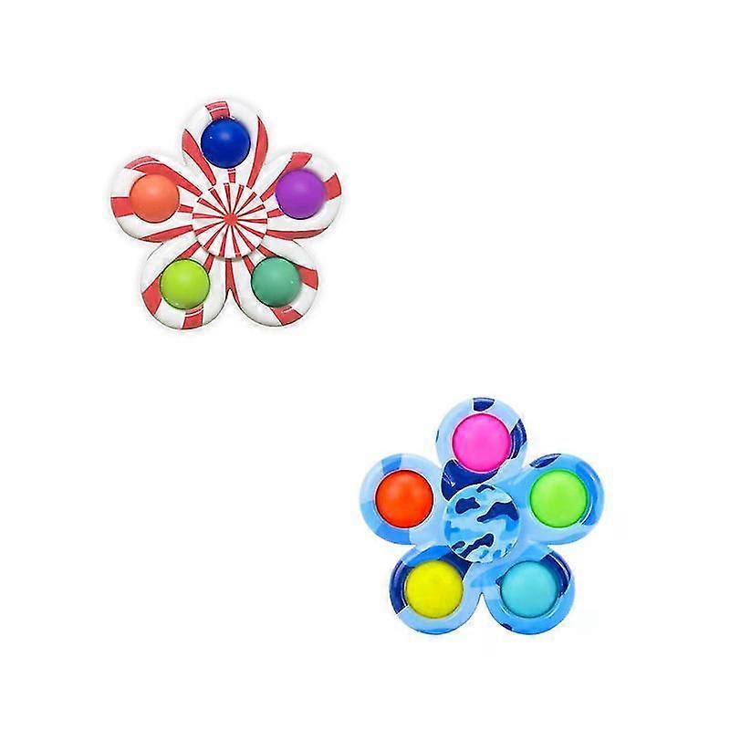 2 Pcs Fidget Spinner Push And Pop Bubble Tie Dye Single Dimple Hand Spinners Bubble Sensory Toys