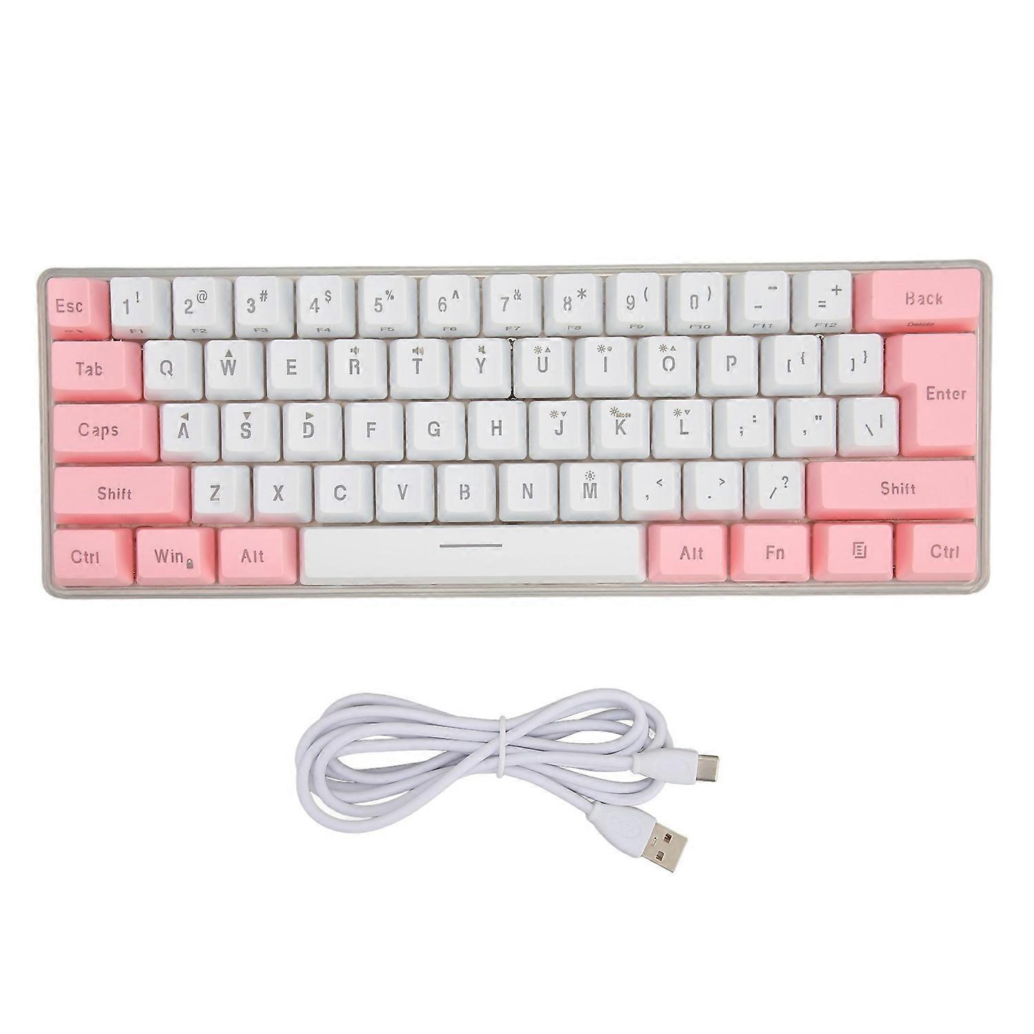 Gaming Keyboard USB 61 Keys Contrast Color RGB Light Key Line Separation Mechanical Wired Keyboard f