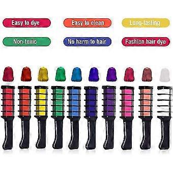 Hair Chalk Comb 10 Colors, Washable And Non-toxic