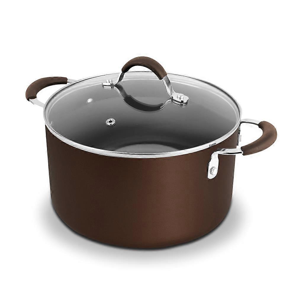 NutriChef 5 Quart Dutch Oven Pot Non-Stick Kitchen Cookware with See-Through Tempered Glass Lids