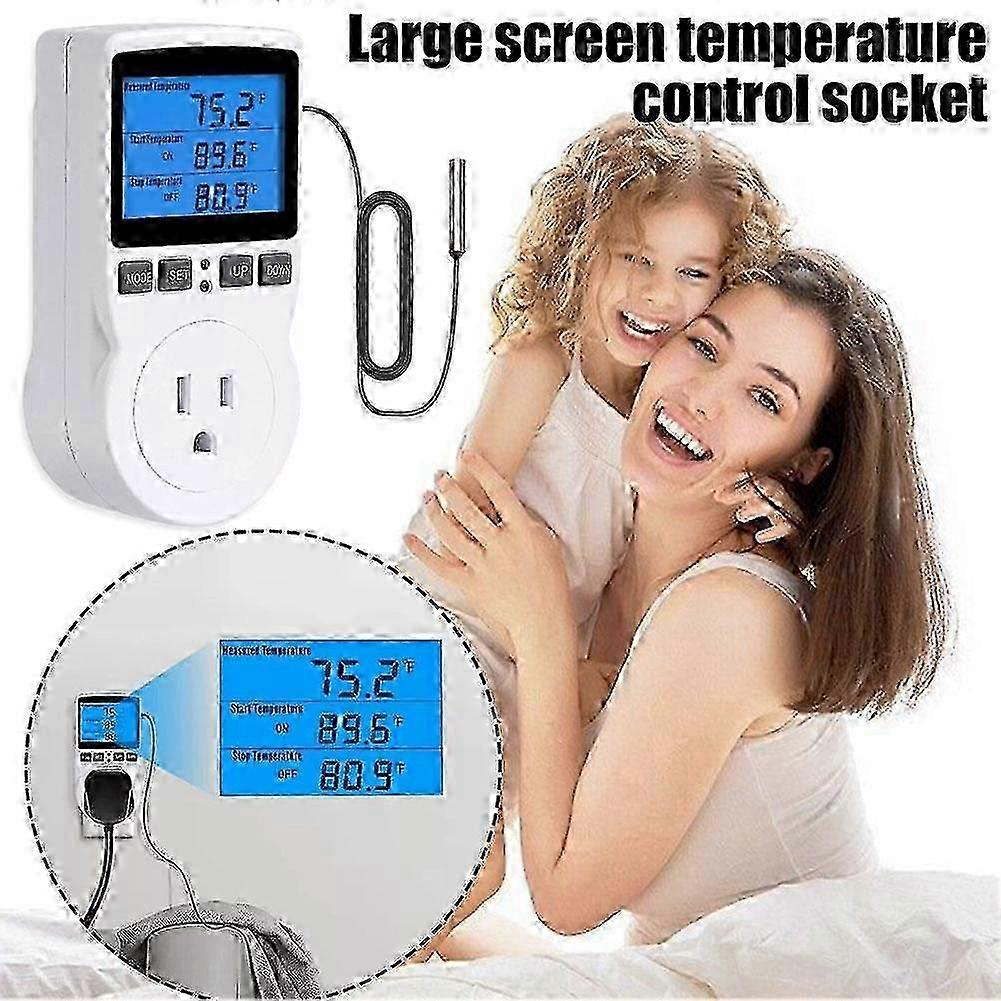 Digital Thermostat Outlet Plug Temperature Controller Heating Cooling with Probe 2025