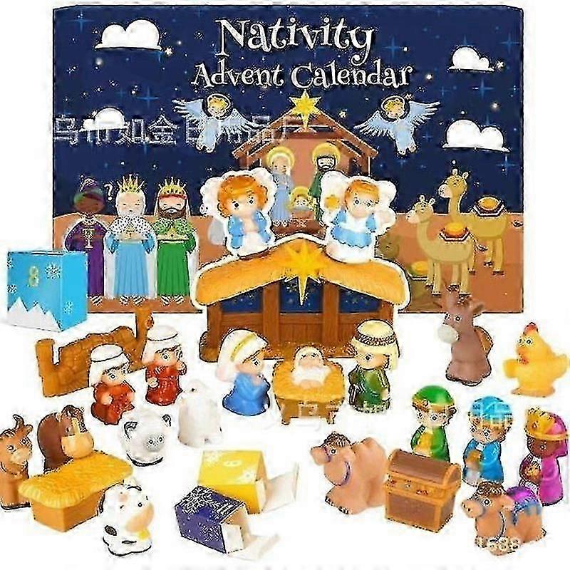 Nativity Advent Calendar 2025 Kids with Light, Christmas Countdown Christian Advent Calendar Kids Nativity Play Set, Small Nativity Scene Toy for Todd