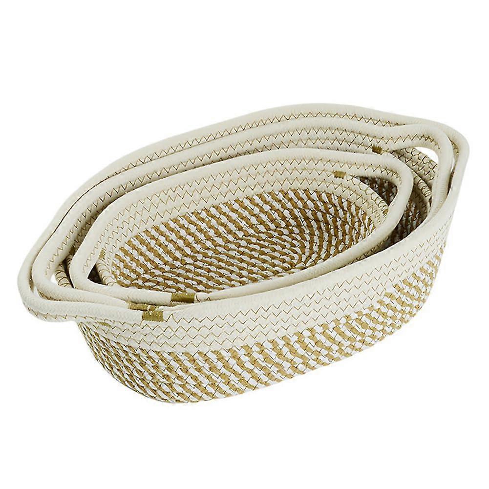 Rope Storage Baskets Set of 3 – Woven Cotton Organizer Bins for Clothes, Bedding and Toys