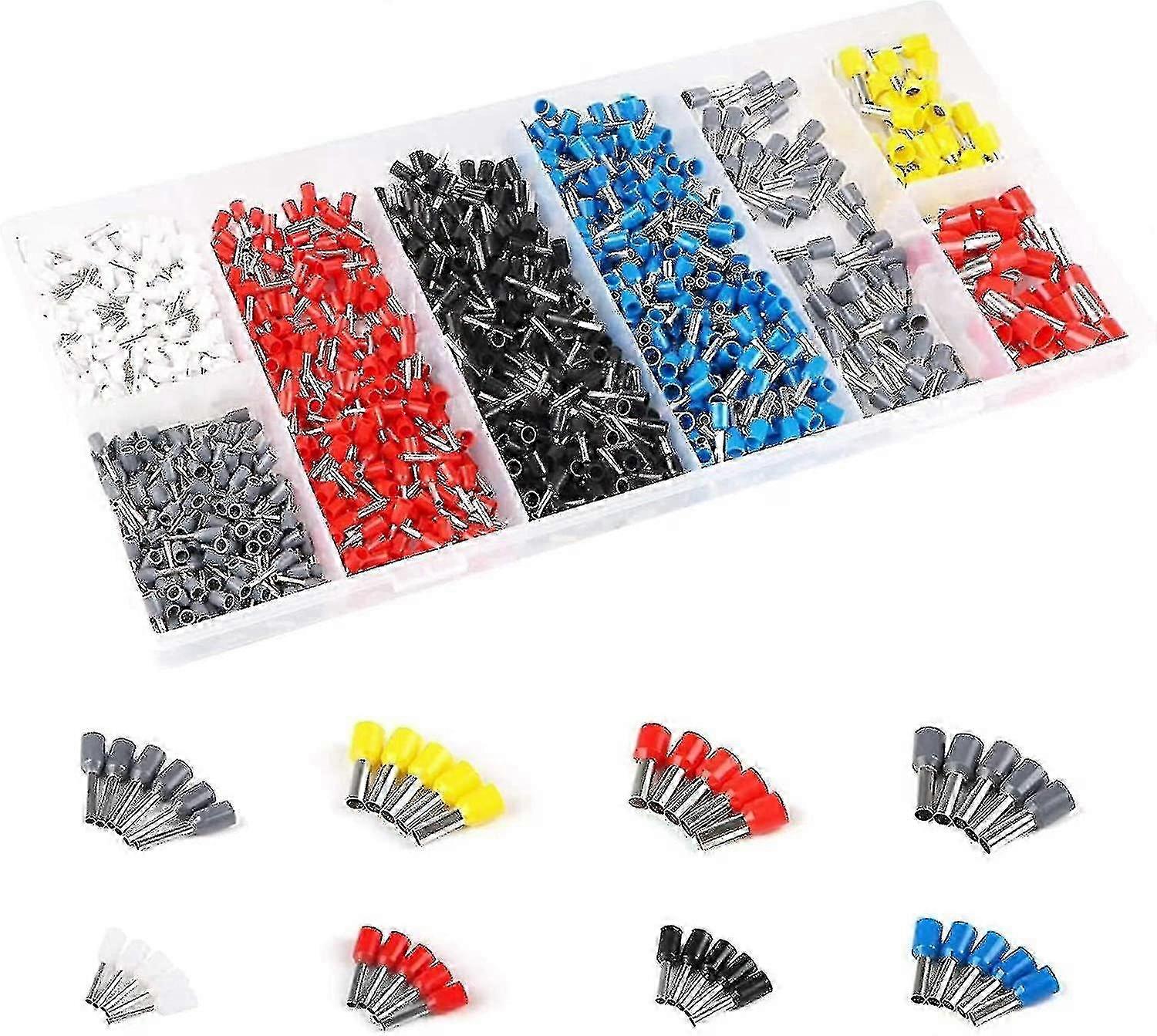 1200 Pieces Of Crimp-artery Sleeve Connector, Isolated Cable-pin End Large Range Of Wire End Sleeves With Portable Box