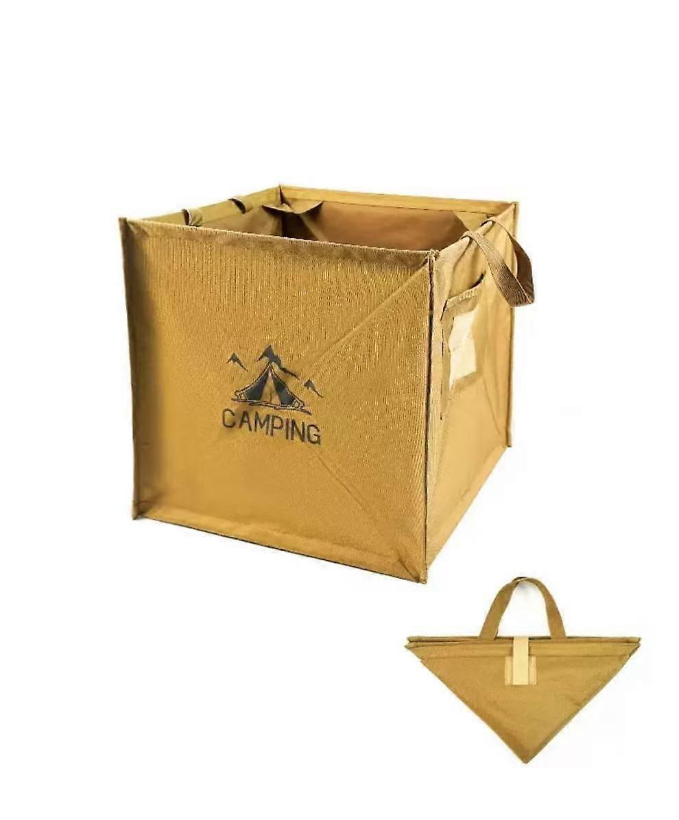 Collapsible Camping Trash Can PopUp Lightweight Foldable Outdoor Garbage Bin with Hook Khaki