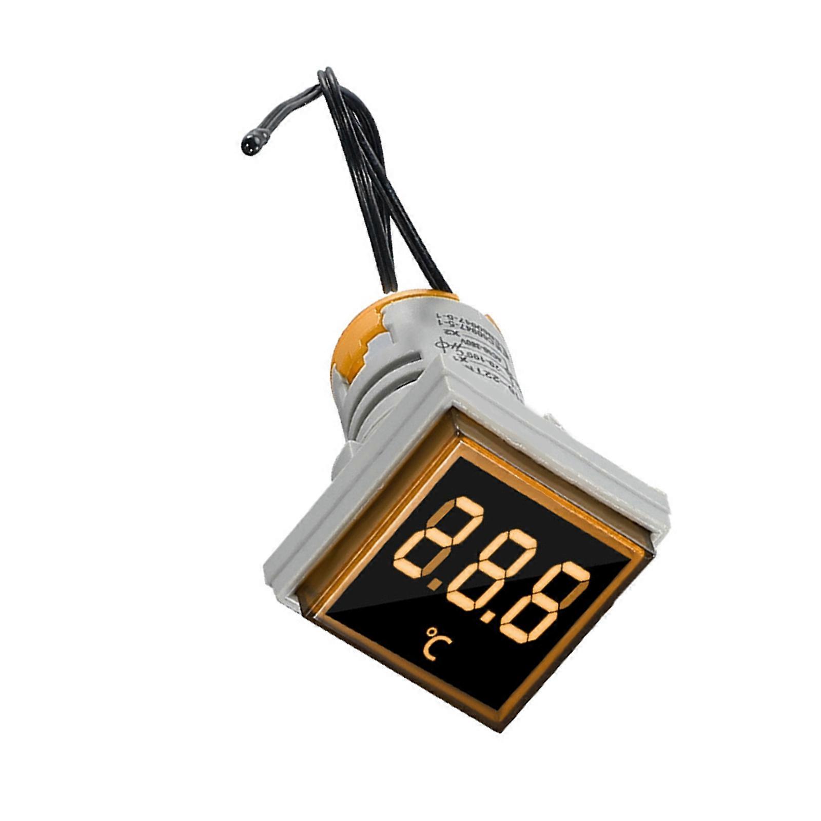 High Precisions Square Digital Temperature Gauge with Ventilation Holes for Continuous In Various Environment  Yellow