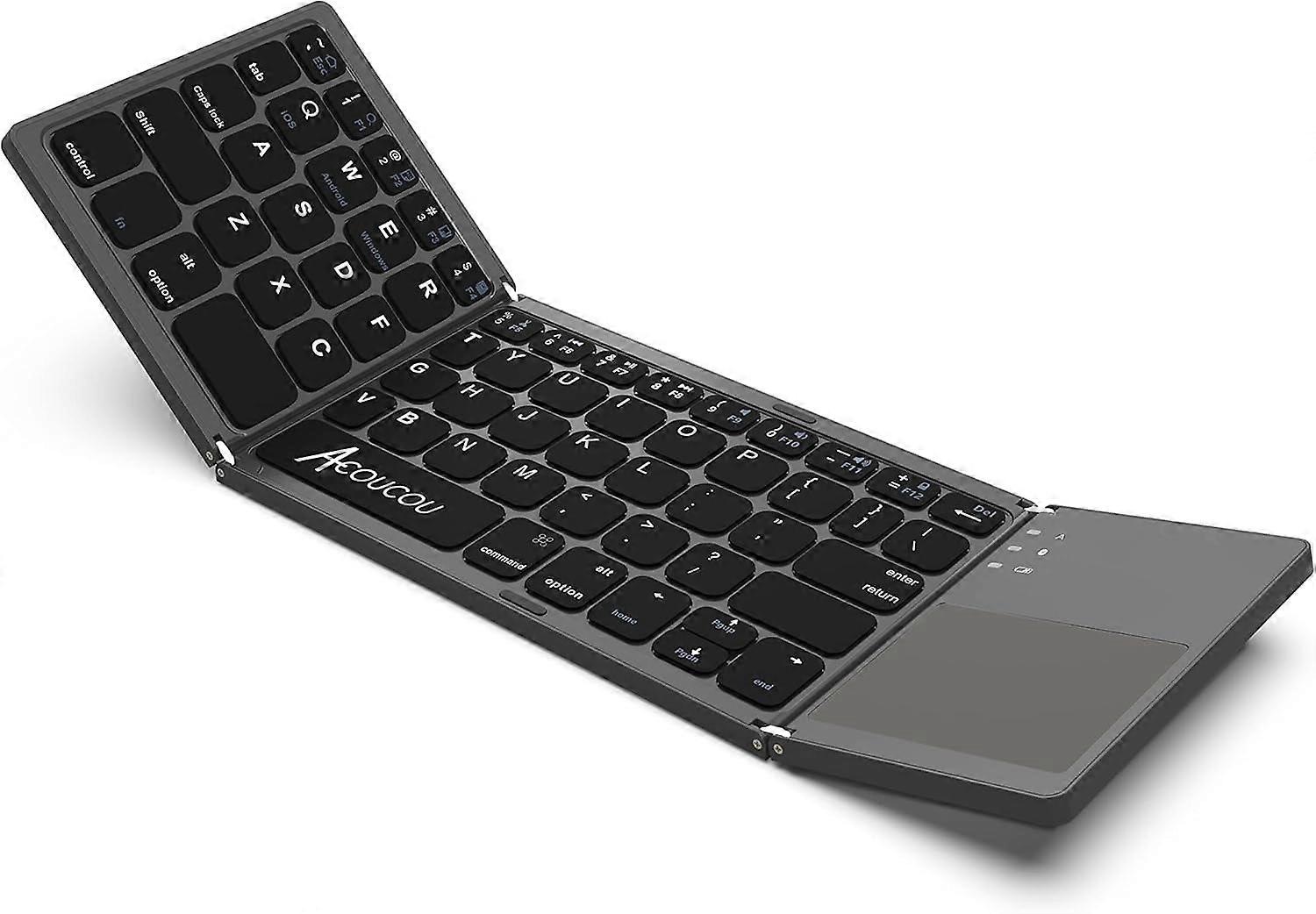 Foldable Bluetooth Keyboard, Wireless Bluetooth Keyboard with Touchpad, Pocket Size USB Rechargeable Bluetooth