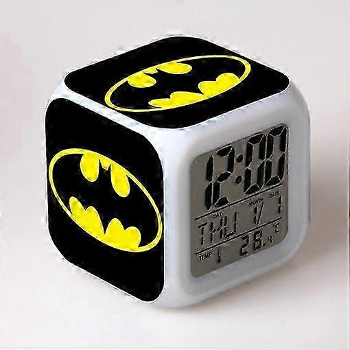 SSRGV Wekity Avenger Alliance logo alarm clock 7-color LED square digital with time temperature and date