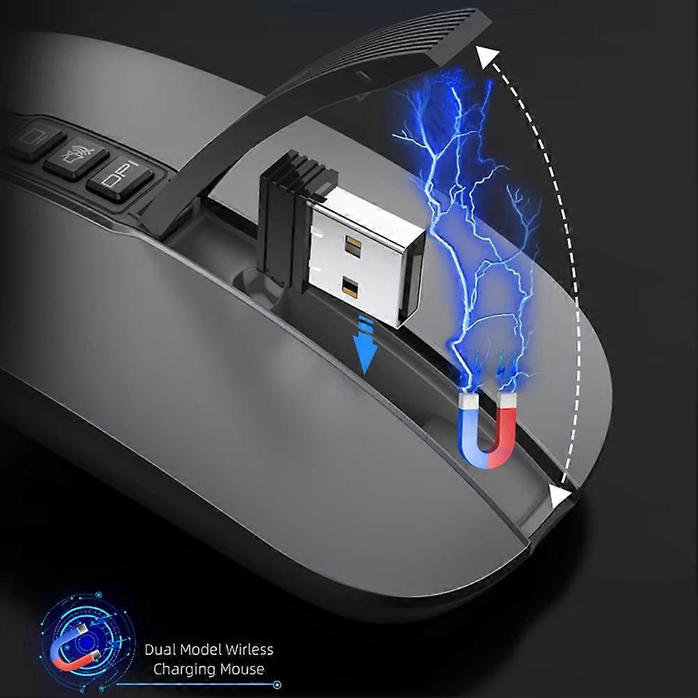 Wireless Bluetooth Mouse 2.4G Wireless Office Mouse Tablet PC Notebook Dual Mode USB Charging Mouse for Laptop White