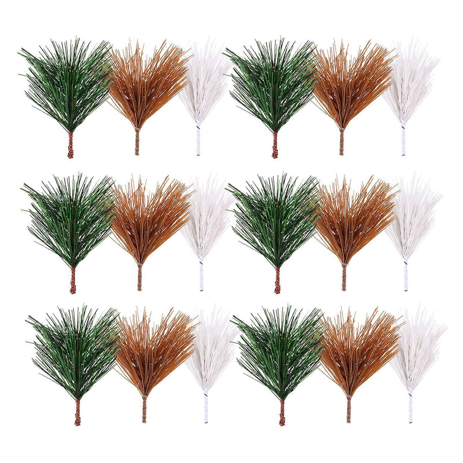 30Pcs 1 Set Realistic Ornaments Simulated Pine Branches (Brown Green White)